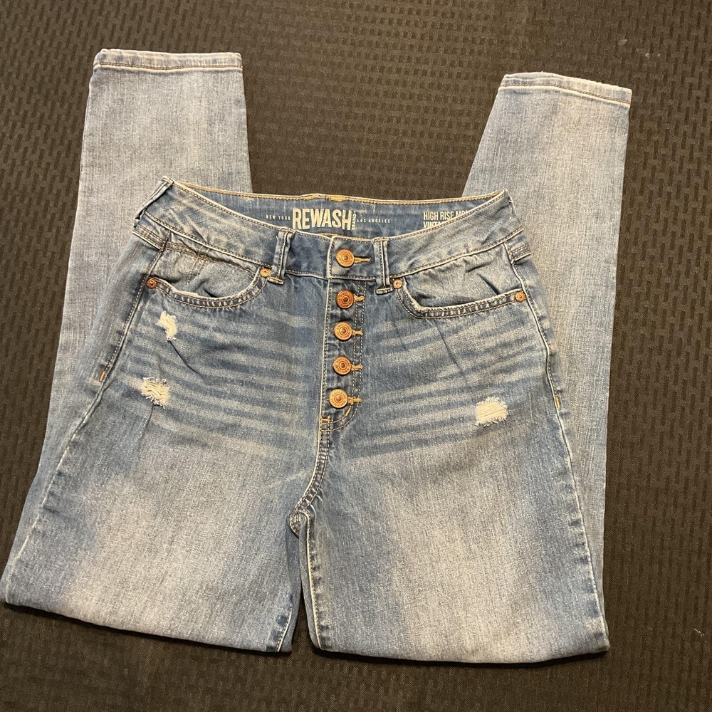 Rewash Jeans Womens 5/27 High Rise Mom Button Fly Distressed Vintage Reunion - Picture 2 of 13